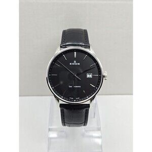 Edox Les Vauberts 70172 Swiss Quartz Dress Watch Sapphire 39mm Date New Battery